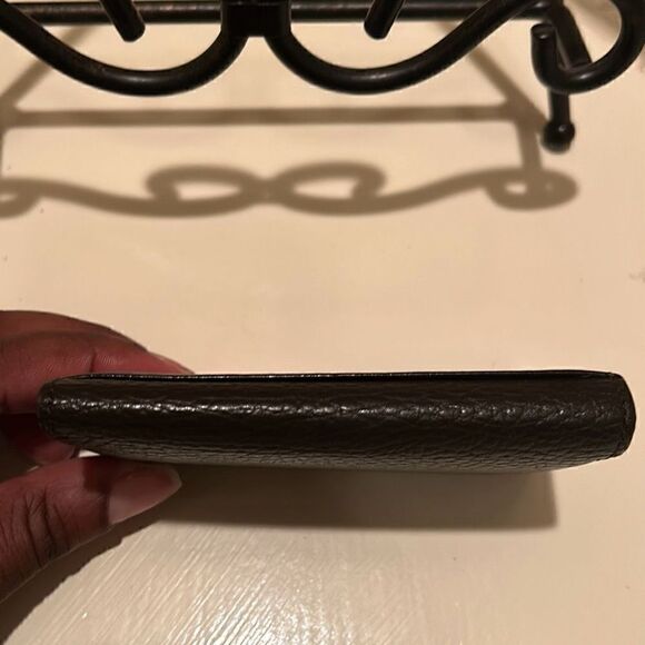 Burberry Unisex Bifold Card Case Coin Pouch Brown Pebbled Leather Minimalist - Picture 11 of 12